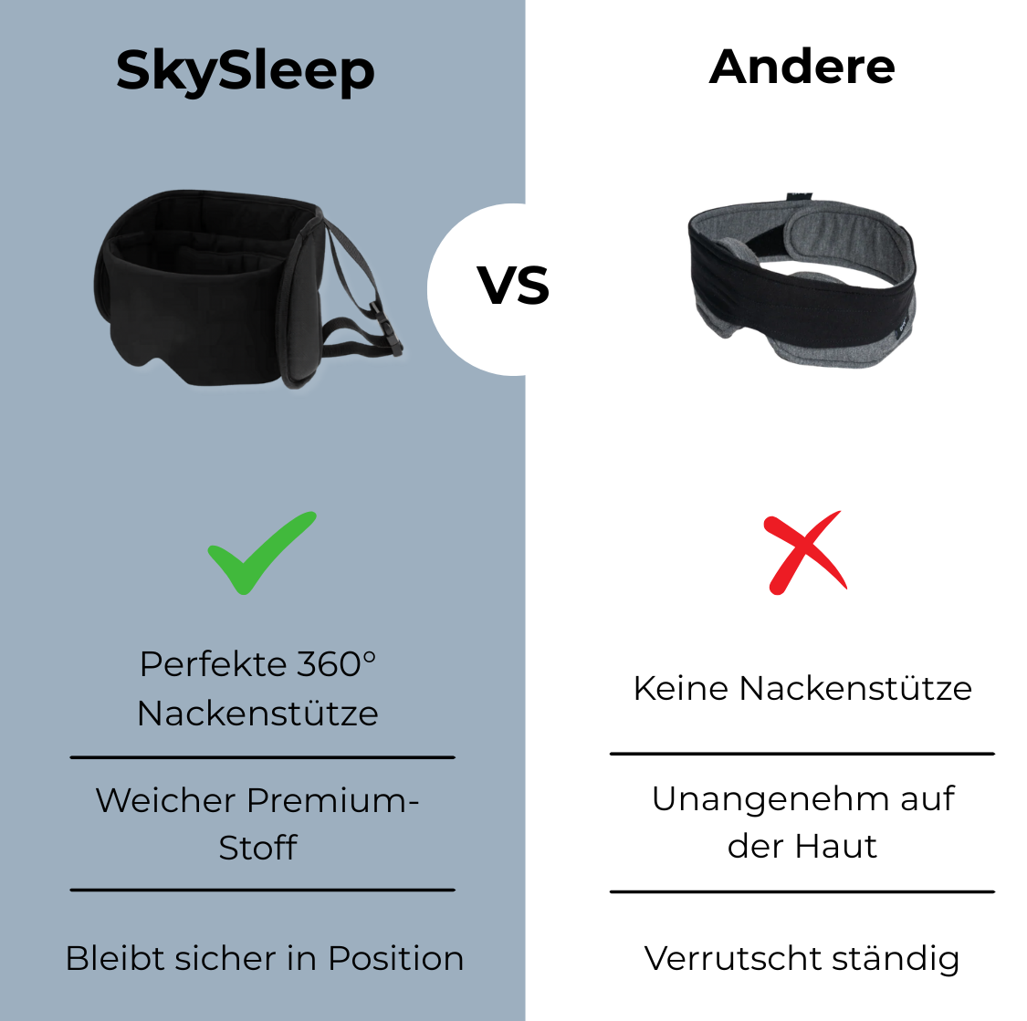 SkySleep Schlafmaske mit Nackenstütze